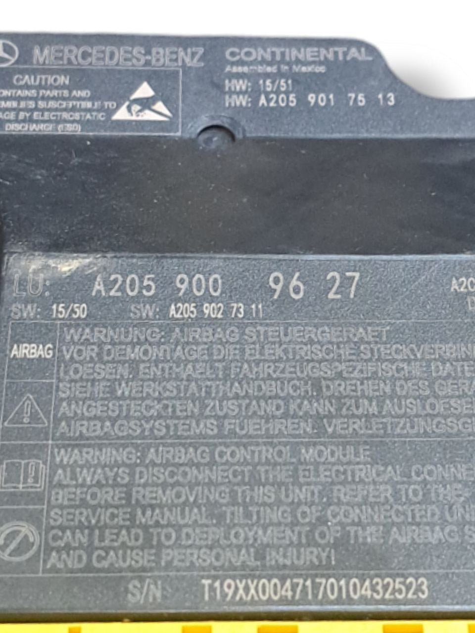 Centralina airbag Mercedes GLC X253 (2015 - 2022) COD:A2059009627 - F&P CRASH SRLS - Ricambi Usati
