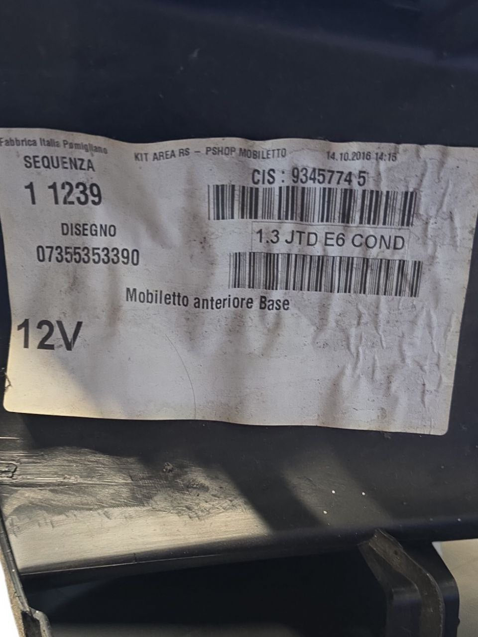 Tunnel Centrale Fiat Panda 312 - 319 ( 2012 > ) Cod : 07355353390 - F&P CRASH SRLS - Ricambi Usati