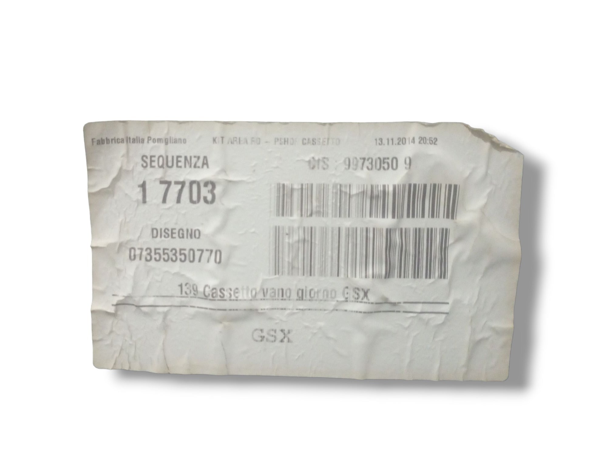 Vano / Cassetto portaoggetti Fiat Panda (2015) cod: 07355350770 - F&P CRASH SRLS - Ricambi Usati